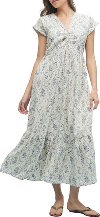 Wishlist Floral Cinched Midi Dress in Off White/Blue at Nordstrom Rack, Size Medium