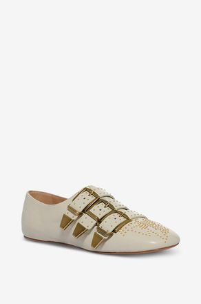 Chlo&eacute; Glatte Leder Slipper-Sneakers mit Nieten Susanna