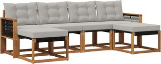 vidaXL Conjunto De Sof&aacute;s De Exterior 6 Uds. Natural Y Gris Claro Vidaxl