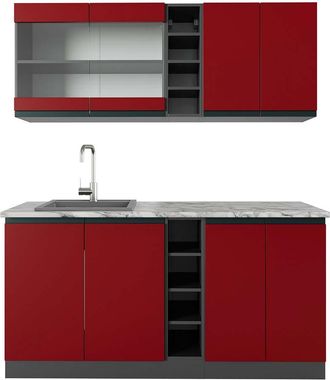 Vicco Cocina Vers&aacute;til R-line, Rojo/antracita, 160 Cm, Et M&aacute;rmol
