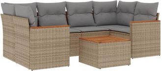 vidaXL Vidaxl - Set Sof&aacute;s De Jard&iacute;n 7 Piezas Y Cojines Rat&aacute;n Sint&eacute;tico Beige