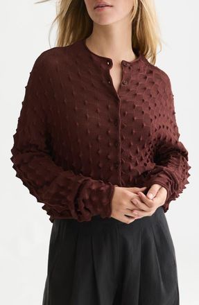 Scotch & Soda Textured Stitch Cardigan in Bitter Chocolate at Nordstrom, Size X-Small