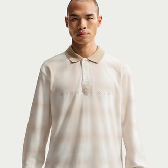 Nike Mens Fairway Fresh Dri-FIT Loose Long-Sleeve Golf Polo in White | II0772-133