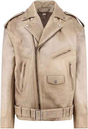 Golden Goose Leren Jas - Heren - Leren en Su&egrave;de Jassen - Beige - M - Leer - Jassen