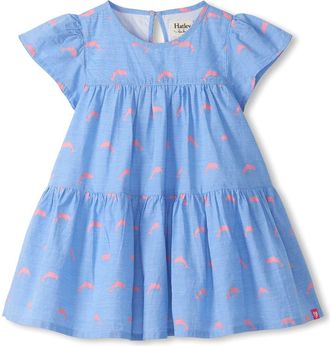 Hatley Kids Pink Dolphin Print Cotton Tiered Dress in French Blue at Nordstrom, Size 18-24M