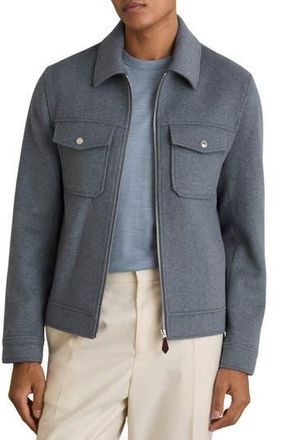 Reiss Peridoe Shirt Jacket in Soft Blue Melange at Nordstrom Rack, Size Large