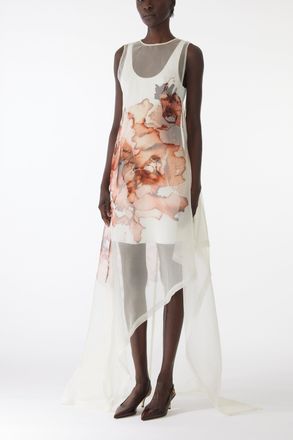 Jason Wu burnt floral organza gown with mini dress lining