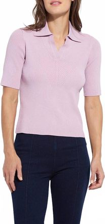 Lyss&eacute; Kenzie Ribbed Knit Polo In Rose Shadow