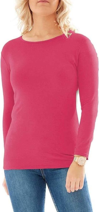 Nonsense_fashion Women's Long Sleeve Stretch Scoop Neck Basic T-Shirt - Black (Sizes 8-26)