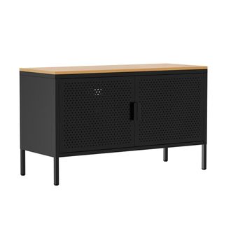 Oviala Aparador moderno de 2 puertas L100 cm en metal negro