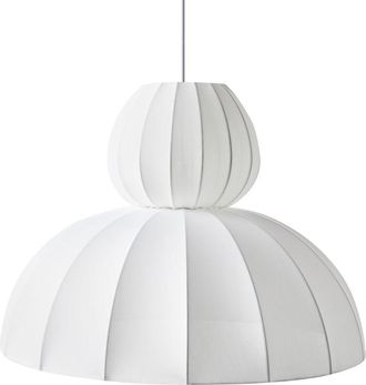 Beliani Lámpara colgante con pantalla de seda sintética lámpara de techo moderno blanco Goelette