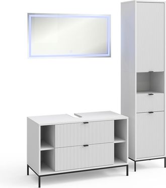 Vicco Juego De Muebles De Ba&ntilde;o De 3 Piezas Eliza, Blanco, 3 Partes, Vicco