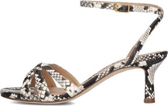 Unisa Zwarte Slangenprint Sandalen met Hak - Dames - Sandalen met hakken - Zwart - 37 EU - Leer - Schoenen
