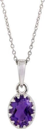 Savvy Cie Jewels Rhodium Plated Sterling Silver Semiprecious Stone Pendant Necklace in Silver/Purple at Nordstrom Rack