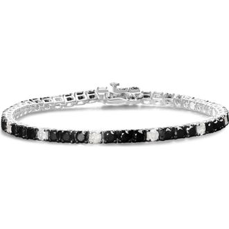 House of Brilliance Silver 8.0 Cttw Black and White Diamond Tennis Bracelet at Nordstrom