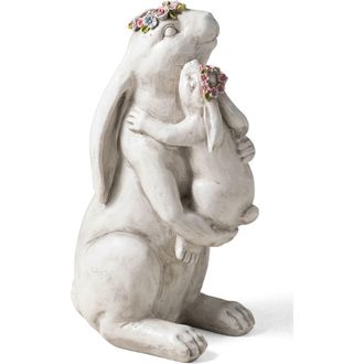 Glitzhome 17H MGO Hugging Mom and Baby Rabbit Statue in White at Nordstrom, Size Medium