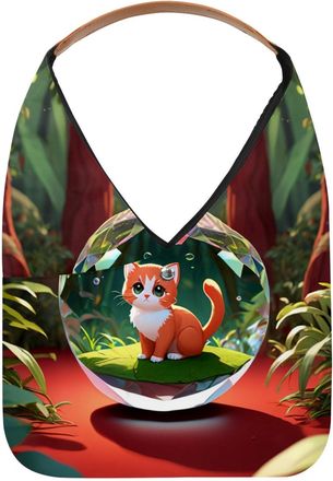 Generic Cat Crystal Ball Reusable Lightweight Grocery Bags - Foldable Into Compact Pouch, Washable & Sturdy, Multipurpose for Shopping and Travel