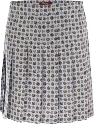 Max Mara Geplooide midi-rok met geometrische print - Dames - Korte rokken - Blauw - 3XS - Rokken