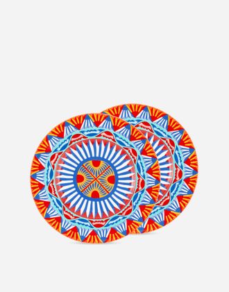 Dolce & Gabbana Set 2 Dessert Plates In Fine Porcelain - Dessert Plates Multicolor Onesize