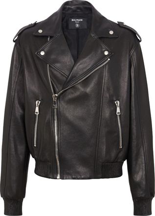 Balmain leather biker jacket - men - Lambskin - 52 - Black