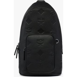 MCM Aren Sling Bag in Embossed Monogram Leather in Black at Nordstrom