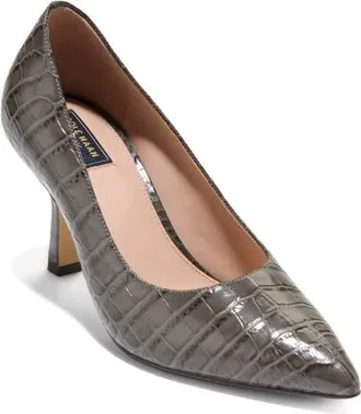 Cole Haan Hansell Pointed Toe Pump in Deep Olive Croc Print Leather at Nordstrom, Size 10.5