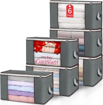 OEM Sac De Rangement - 90 L - Tissu Non Tiss&eacute; Composite - Fermeture &Eacute;clair Bidirectionnelle - Fen&ecirc;tre Transparente - Poign&eacute;es Renforc&eacute;es - 6 Pi&egrave;ces