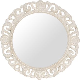 Biscottini International Biscottini - Espejo De Pared De Madera Con Acabado Blanco Antiguo Hecho En Italia