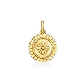 RS Pure by Ross-Simons 14kt Yellow Gold Floral Circle Charm