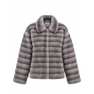 Marella Jassen, Dames, Grijs, 2Xs, Leer, Emmagio Boxy Jacket