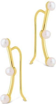 Sterling Forever Isabel Faux Pearl Trio Crawler Earrings in Gold at Nordstrom Rack