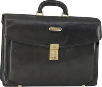 Burberry Pre-owned Leren Aktetas - Dames - Vintage Handtas - Zwart - ONE Size - Leer - Vintage