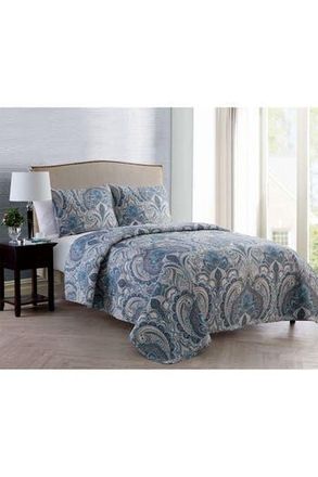VCNY Home Lawrence Damask Quilt Set - Full/Queen in Blue at Nordstrom Rack