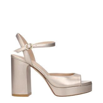 Stuart Weitzman Beige Leather Platform Womens Sandals
