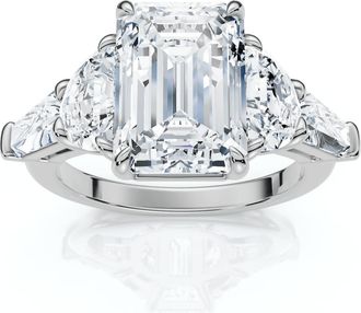 Pompeii3 Certified 4 1/2Ct Tessa Emerald Engagement Ring 14k Gold Lab Grown