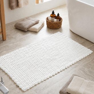 KASANOVA Tappeto bagno ciniglia 60x110 cm bianco Rug
