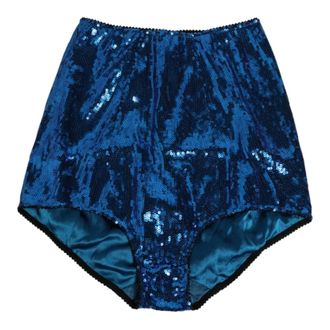 Dolce & Gabbana Bottoms, female, Blue, Size: S Blue Sequin High Waist Girdle Underwear