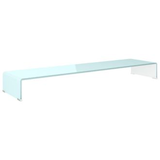 Berkfield Home TV Stand/Monitor Riser Glass Green 120x30x13 cm in Aqua | Size: 120 x 30 x 13 cm