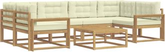 vidaXL Conjunto De Sof&aacute;s De Exterior 5 Uds. Blanco Y Crema Vidaxl