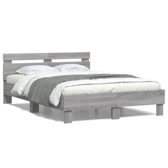 Berkfield Home Bed Frame with LED without Mattress Grey Sonoma 120x200 cm | Size: Small Double