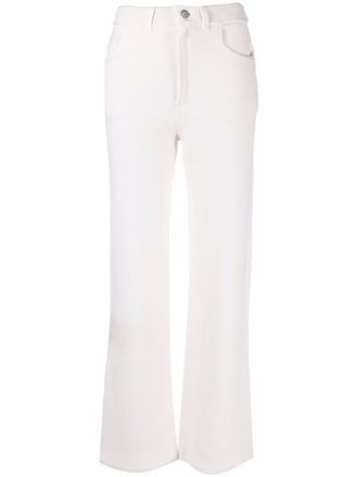 Barrie stitch detail flared trousers - White