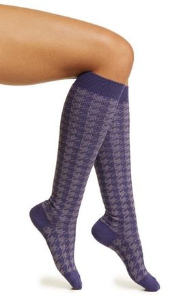 High Heel Jungle Houndstooth Knee Socks in Lilac at Nordstrom