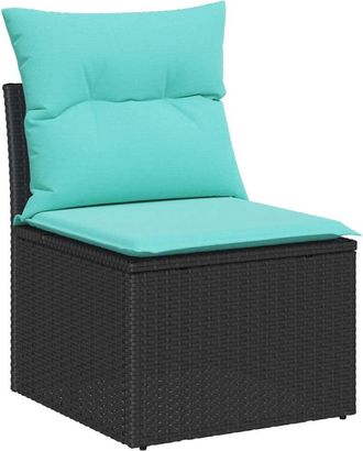 vidaXL Juego De Sof&aacute; 4 Uds. Negro Rat&aacute;n Sint&eacute;tico Vidaxl