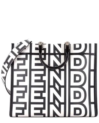 Fendi Fendi Black Printed Leather X Marc Jacobs Sunshine Shopper Tote Medium (Authentic Pre-Loved)
