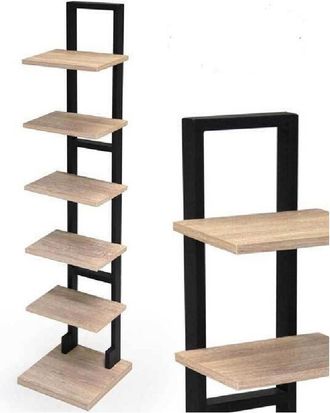 Trade Shop Trade Shop - Mobile Scaffale Moderno In Metallo 5 Ripiani Mensole In Legno 30x30x131cm 783180
