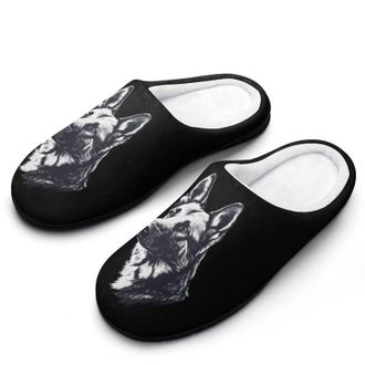 Generic German Shepherds Dog Funny Mens Slippers Cotton Warm House Shoes Memory Foam Sandals Print Size 7-14