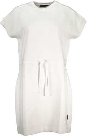 Napapijri Womens Short Sleeve Drawstring Dress - White Cotton - Size X-Small
