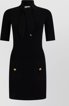 Elisabetta Franchi fine-knit short-sleeve mini dress with removable scarf