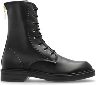 Max Mara Urbancombact leren schoenen - Dames - Veterlaarzen - Zwart - 38 EU - Leer - Schoenen
