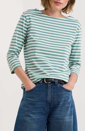 Seasalt Cornwall Sailor Stripe Organic Cotton Top in Mini Cornish Sage Leaf at Nordstrom, Size 6 Us